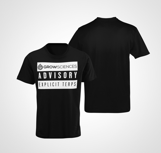 Grow Sciences Explicit Terps Warning T-Shirt (Front Graphic)